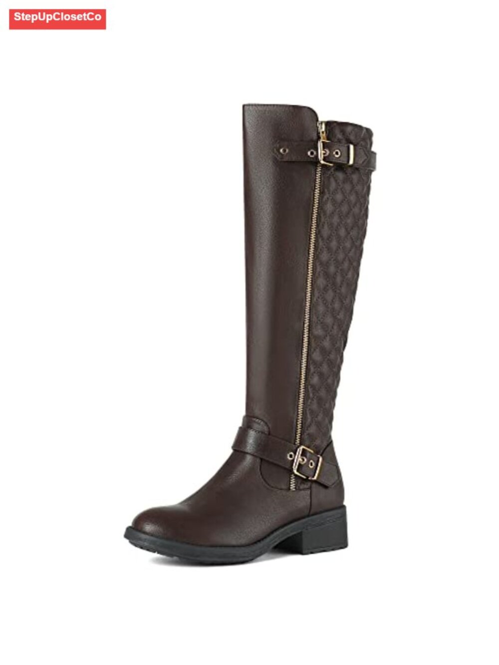Women's Knee High Riding Boots Faux Leather Faux Fur Lining Side Zipper